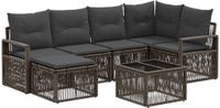 vidaXL Tuinbank Set 7-delig Grijs Polyrattan