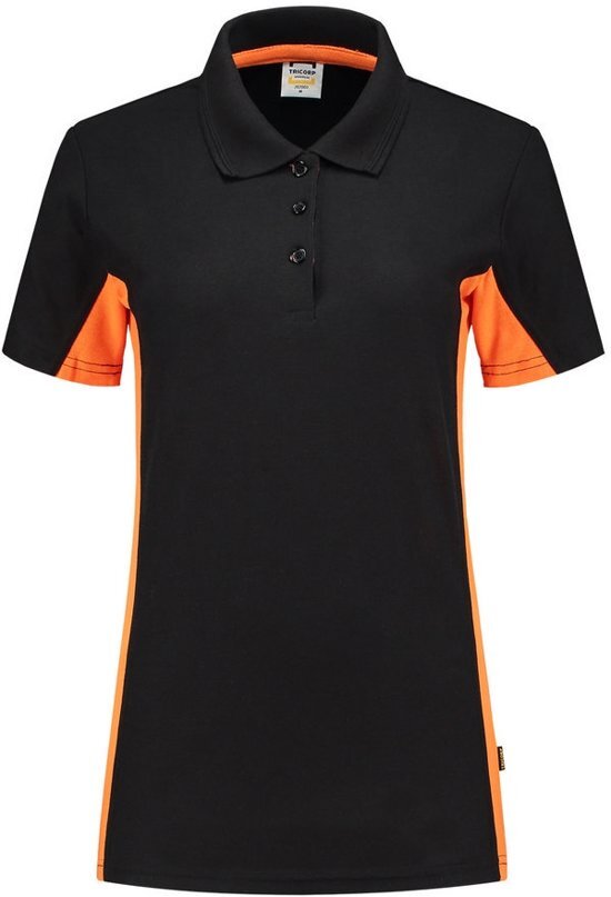 Tricorp Poloshirt Bi-color dames - 202003 - zwart / oranje - maat M