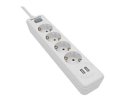 Philips 4-voudige Stekkerdoos - SPN3042WA/10 - Wit - met USB