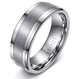 Mendes Lookinggoodtoday Wolfraam heren ring Geborstelde streep 8mm-20mm