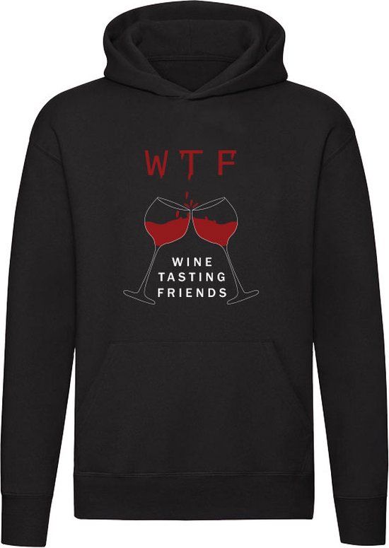 WTF - Wine Tasting Friends - Hoodie - Zwart - 5XL