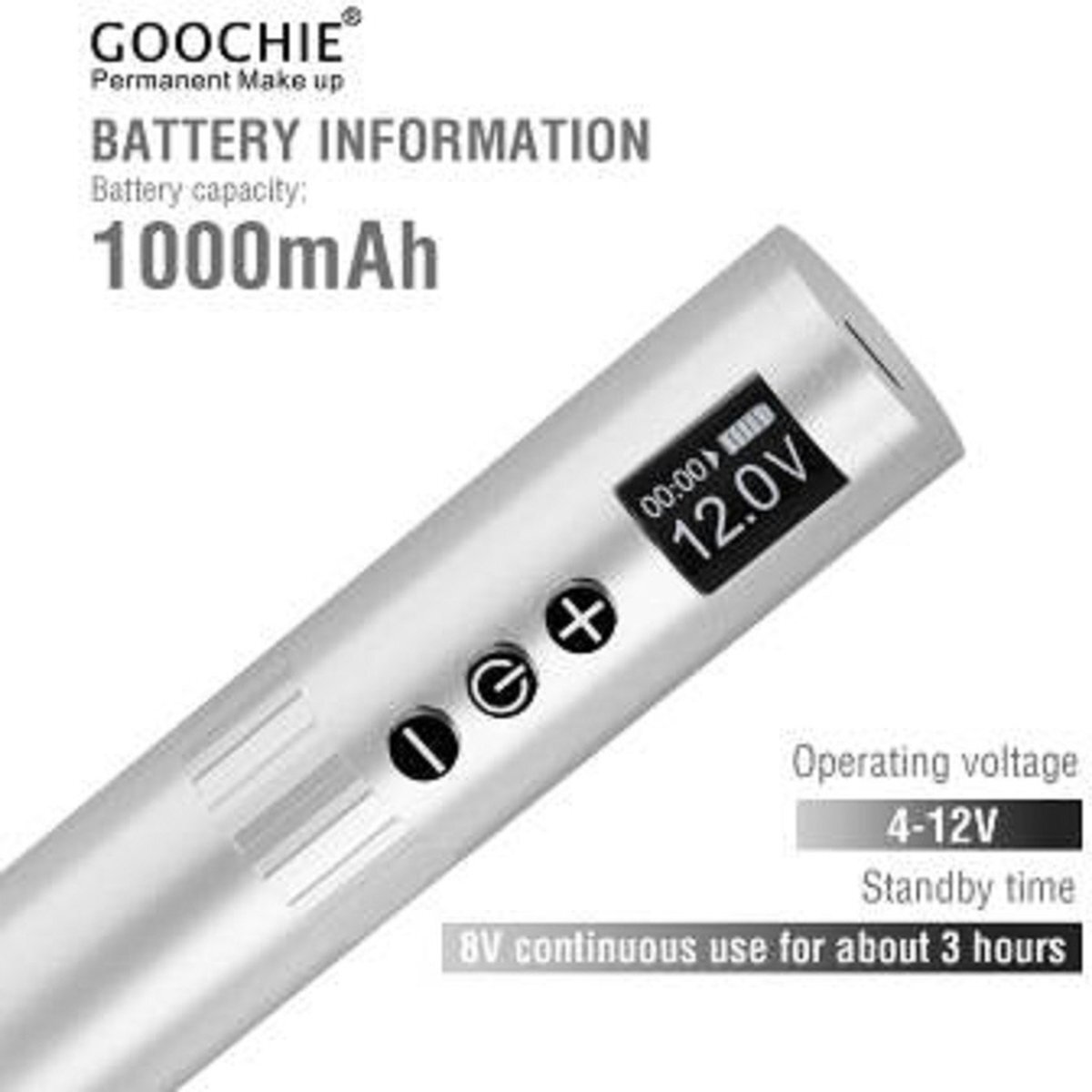 Goochie - Extra Digitale Batterij voor Draadloze pen- Permanente Make-Up Pen – Draadloos - Tattoo Machine