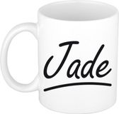 Bellatio Decorations Jade Naam koffiemok - beker - met sierlijke letters - wit