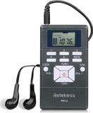 Retekess PR13 radio FM de poche, récepteur FM portable, radio avec horloge numérique et casque stéréo. Fonctionne avec 2 piles AAA, avec clip, adapté pour les réunions, les visites guidées et la traduction simultanée