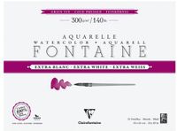 Clairefontaine 976044C Aan 4 zijden gelijmd blok Fontaine Extra Wit - 12 Vellen Extra Wit Aquarelpapier 100% Katoen Fijne Korrel - Professionele Kwaliteit 61x46cm 300g