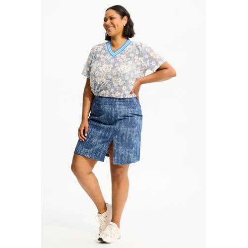 Anyday Gebloemde T-shirt Lichtblauw