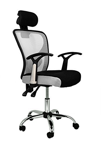 La Silla Española De Spaanse stoel ronde bureaustoel met hoofdsteun 66 x 62 x 125 cm zwart/grijs