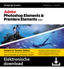 Adobe Photoshop & Premiere Elements 2026 - Foto's & Video's Bewerken - Student/Leraar - 3 Jaar Licentie - AI - Windows/Mac - Download