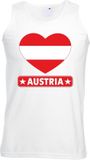 Bellatio Decorations Shoppartners Bv Oostenrijk singlet shirt/ tanktop met Oostenrijkse vlag in hart wit heren S