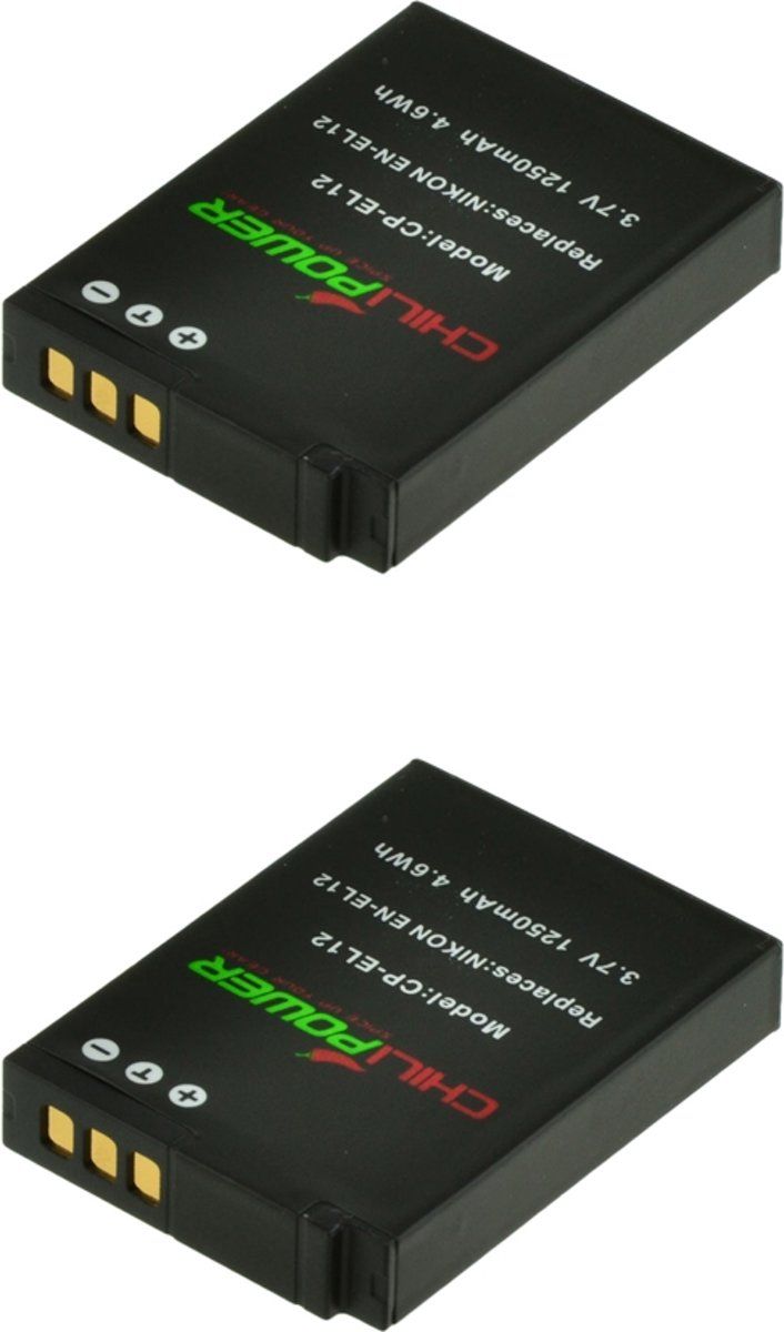 ChiliPower EN-EL12 accu voor Nikon - 1250mAh - 2-Pack