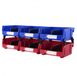 Boîtes de rangement sans marque - Lot de 6 - Empilable - Fenêtre transparente - Boîtes de rangement en plastique - Bleu/Rouge