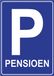 Aankondiging pensioen poster - feest decoratie - blauw - verkeersbord - 84 x 59 cm - VUT - papier