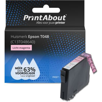 PrintAbout Huismerk Epson T0486 (C13T048640) Inktcartridge Licht-magenta