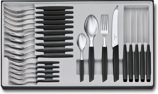 Victorinox Swiss Modern Bestekset - 24-delig - Zwart