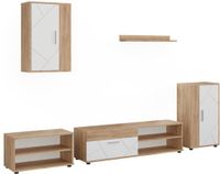 Vicco Woonwand Berno, Goudkleurig Eiken/Wit, Set van 5 stuks