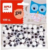 Apli Wiebelende Ogen Medium - Zwart, Kunststof, 100 stuks
