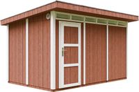 Timbela M904-REDWOOD RED - LP SmartSide Tuinhuis op houtbasis - 8,7 m² - 412x279xH237 cm - met vloer en verf