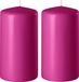 Enlightening Candles 2x Fuchsia roze bougies cylindriques/bougies coniques 6 x 10 cm 36 heures de combustion - Bougies sans parfum fuchsia roze - Décorations d'intérieur
