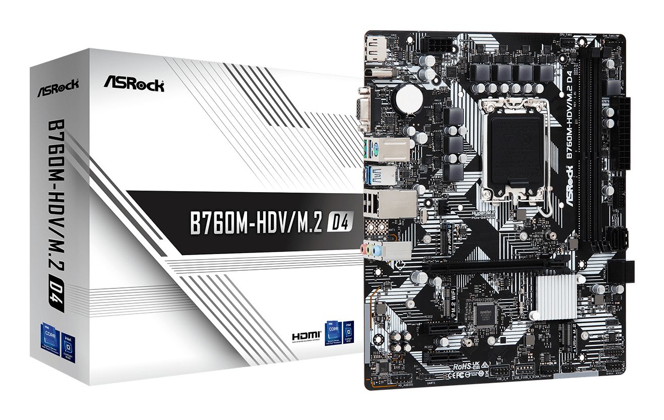 Asrock B760M-HDV/M.2 D4 Intel B760 LGA 1700 Micro ATX Motherboard