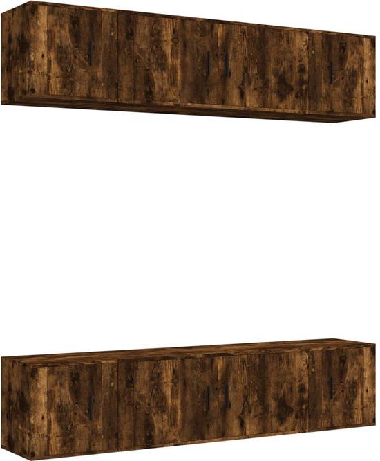 vidaXL 6-delige Tv-meubelset bewerkt hout gerookt eikenkleurig