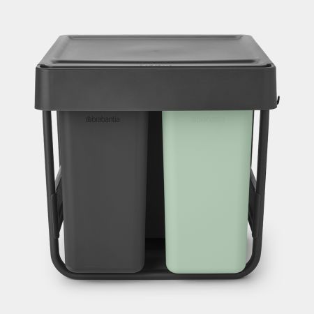 Brabantia Sort & Go Inbouw Prullenbak - 40 Liter - Jade Green en Dark Grey