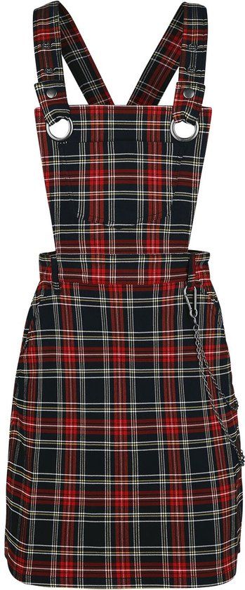 Hell Bunny Clash Pinafore Dames Midi-jurk - zwart/rood - S