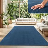 TT Home Vloerkleed Woonkamer Laagpolig Eenkleurig Modern Design Wasbaar Blauw 200 cm Vierkant