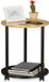 Merkloos Relaxdays bijzettafel rond, met wieltjes, bamboe, 40 cm diameter, zwart/lichtbruin