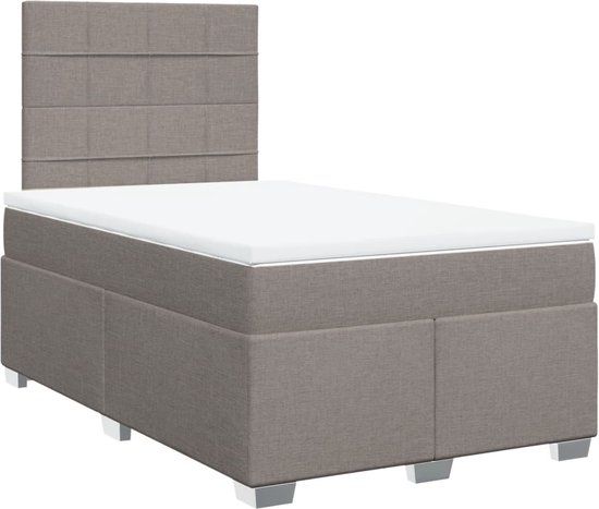 vidaXL Boxspring met matras stof taupe 120x200 cm