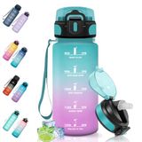 Motswedi Drinkfles, 0.5L BPA-Vrij, Drinkfles Met Rietje, Lekvrij, Sportfles, Geschikt voor Koolzuurhoudende Dranken, Waterfles voor Kinderen, Camping, Yoga, Gym, Sport, Outdoor, hardlopen, Groen Roze