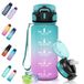 Motswedi Drinkfles, 0.5L BPA-Vrij, Drinkfles Met Rietje, Lekvrij, Sportfles, Geschikt voor Koolzuurhoudende Dranken, Waterfles voor Kinderen, Camping, Yoga, Gym, Sport, Outdoor, hardlopen, Groen Roze