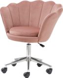 Baroni Home Gestoffeerde fauteuil met fluwelen rugleuning met zilveren wielen, bureaustoel met zwenkwielen, in hoogte verstelbaar, poederroze, 69x71x84 cm