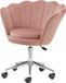 Baroni Home Gestoffeerde fauteuil met fluwelen rugleuning met zilveren wielen, bureaustoel met zwenkwielen, in hoogte verstelbaar, poederroze, 69x71x84 cm