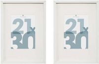 Atmosphera Fotolijstje Manu - 2x - met passe partout - voor een foto van 21 x 30 cm - wit - MDF/Glas