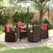 Maison Exclusive - Salon de jardin, 5 pièces, marron, en polyrotin