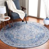 Safavieh Traditioneel tapijt, machinewasbaar, antislip, ideaal voor drukbezochte ruimtes, Tucson-collectie, laagpolig, lichtblauw en blauw, 122 x 122 cm