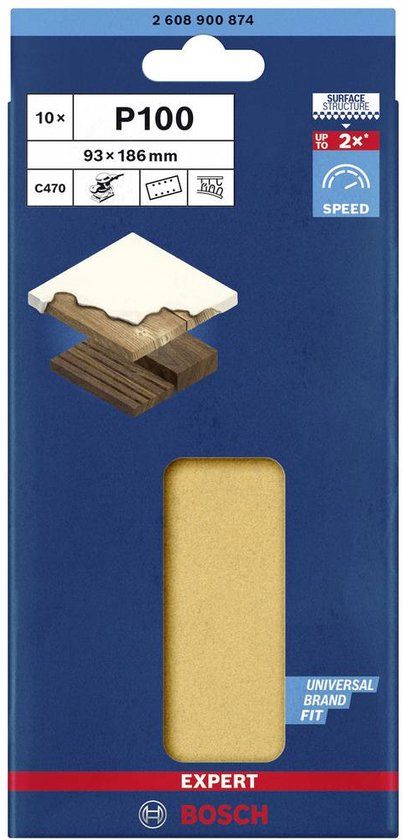 Bosch EXPERT C470 - Oscillerend schuurpapier - Korrel 100 - 10 stuks