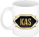 Bellatio Decorations Naam cadeau mok - heren - Kas - gouden embleem - 300 ml - meester - bedankje - afscheid