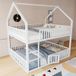 Lit Superposé Métal 140x200 cm avec échelle et porte, lit cabane enfant design loft avec barrières de sécurité, cadre robuste, blanc
