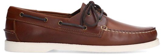 Manfield Cognac leren bootschoenen Heren Maat 45