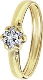 Lucardi Dames Ring met zirkonia - Ring - Cadeau - 14 Karaat - Geelgoud