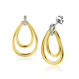 ZINZI gold plated zilveren grote ovale oorstekers 28mm met witte zirconia's ZIO2489Y