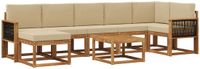 vidaXL Hoek loungeset 7 zitplekken Polyester Natuurlijk en Beige