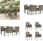 vidaXL 5-delige Tuinset met Kussens Poly Rattan Grijs