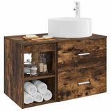 vidaXL Badkamermeubel Set 2 st Gerookt eiken Bewerkt hout