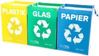 SIXTOL Sort Easy 3 Basic DE, afvalscheidingszakset, 30 x 30 x 40 cm, 3 x 36 liter