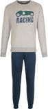 Pastunette - Night Racer Pyjama Lange Mouw Katoen Grijs/Blauw Maat S