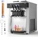 VEVOR Commerciële Ijsmachine met Een Capaciteit van 20-28 l/u, Softijsmachine van 2200 W met 2 x 6 L Containers, Voorkoeling, Zelfreiniging en LED-display, Tafelmodel voor Snackbars, Dessertwinkels en Cafés, Zilverkleurig