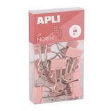 APLI 19984 - Klapklemmen van gehard staal, 19 mm, 15 stuks, roze