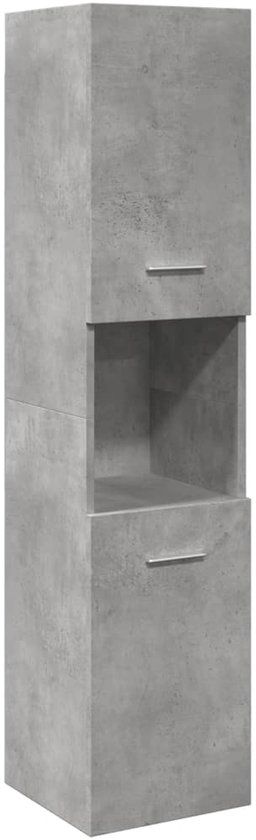vidaXL Badkamerwandkast 30x30x130 cm bewerkt hout betongrijs